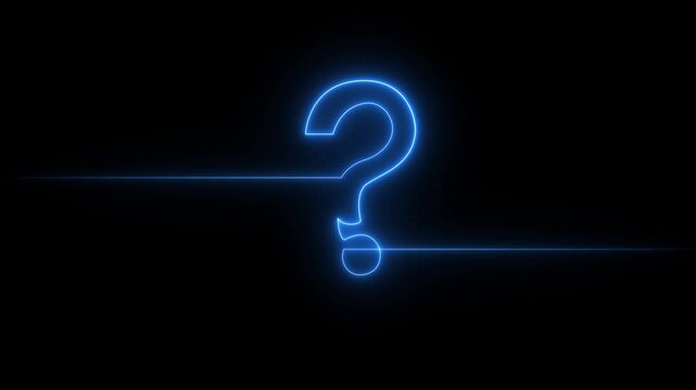 blue neon glowing loop Question mark sign Question mark icon asking icon animation. neon ask icon