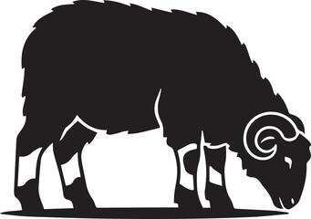 Grazing Valais Blacknose Ewe Profile Silhouettes © MdHasan