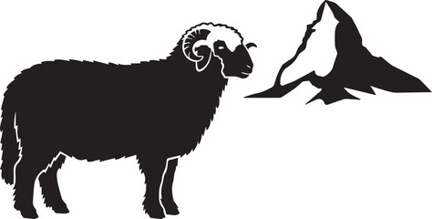 Valais Blacknose and Matterhorn Silhouettes © MdHasan
