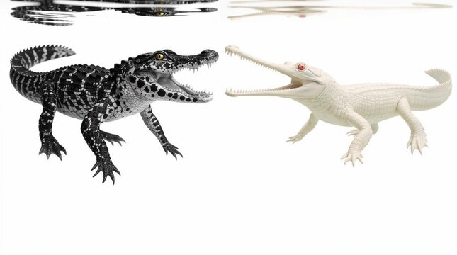 Two crocodilains face to face
