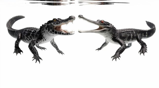 Two crocodilains face to face