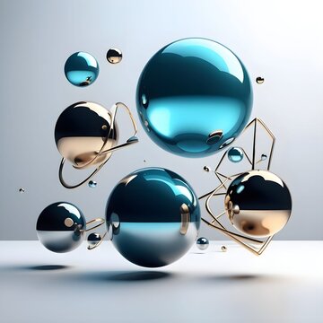 Abstract Floating Geometric Shapes 3D Modern Background