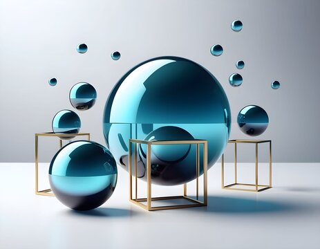 Abstract Floating Geometric Shapes 3D Modern Background