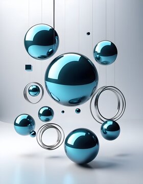 Abstract Floating Geometric Shapes 3D Modern Background