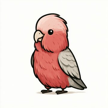 Cute galah cockatoo doodle illustration for children
