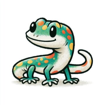 Cute colorful gecko doodle illustration for children