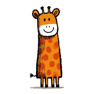 Cute giraffe doodle illustration for children