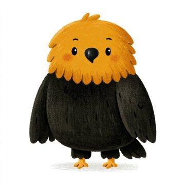 Cute golden eagle doodle illustration for children