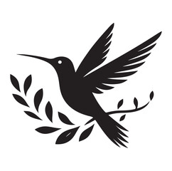 Fototapeta premium Hummingbird silhouette flying isolated on white background