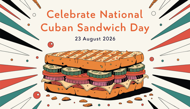 Illustration of a delicious pressed cuban sandwich for food promotion