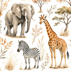Obraz premium Lone Zebra Standing in the Grass of the African Savannah