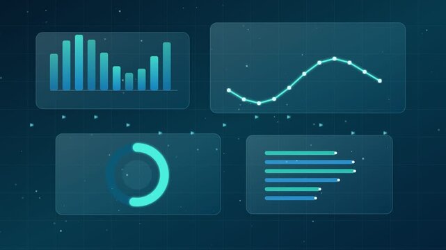 Futuristic Business Analytics Dashboard with Animated Data Charts and Graphs