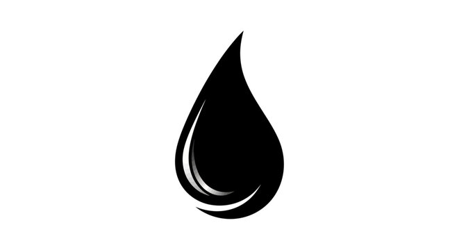 Black teardrop shape with shiny effect on white background with effect plain large black isolated graphic element symbol design water with icon