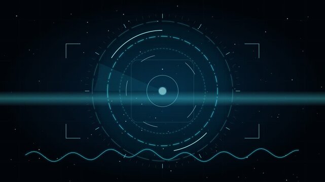 Circle HUD head up display interface element for advanced cyber technology concept with dark and grain processed