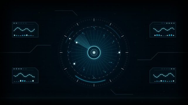 Circle HUD head up display interface element for advanced cyber technology concept with dark and grain processed