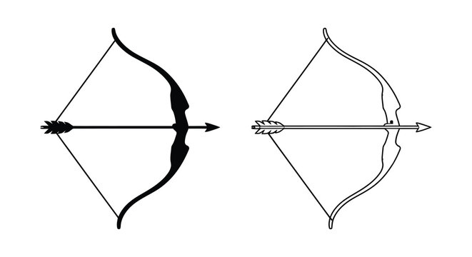 Bow And Arrow With Arrowhead Black Silhouette