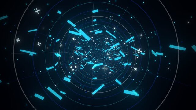 Futuristic Digital Data Tunnel with Fast Glowing Particles