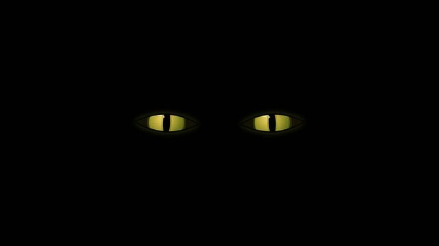 Glowing Cat Eyes Blinking in Complete Darkness