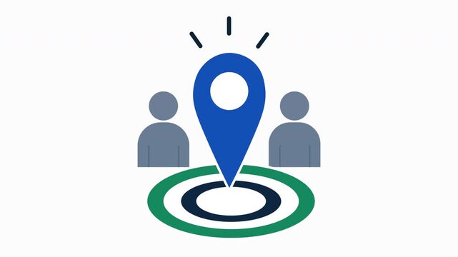 Animated Flat Vector Illustration of Location Pin with People Icons for Business Target Audience, Local Team, Store Locator, and Branch Concept