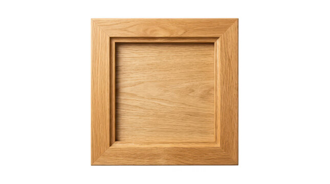 Square wooden tray crafted from light oak timber with deep recessed center and natural grain texture isolated on white background.