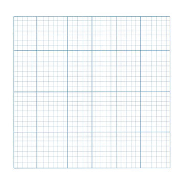Grid paper with blue lines and squares during close-up view isolated on transparent background