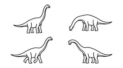 Brachiosaurus long neck dinosaur coloring set. © rodin