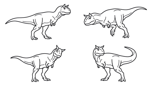 Carnotaurus horned dinosaur set coloring page.