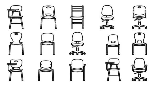 Educational classroom and office chair furniture CAD block library for interior floor plan layouts