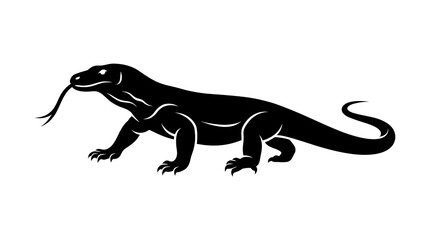Obraz premium Komodo dragon walking with tongue out icon