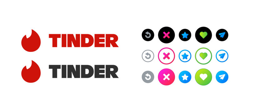 Set of icon for tinder site. Vector icons isolated on white background