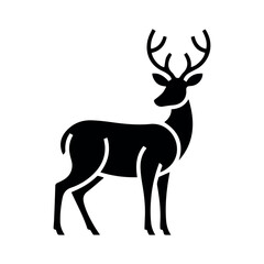 Obraz premium Majestic deer silhouette vector icon isolated on white background, black stag line art design, wildlife animal sign