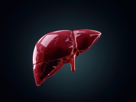 3d render of a healthy human liver organ on a dark background