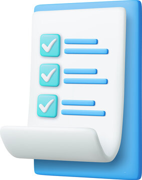 3d White paper task management todo check list