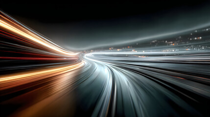 Obraz premium Abstract technology light streaks futuristic digital communication concept Images