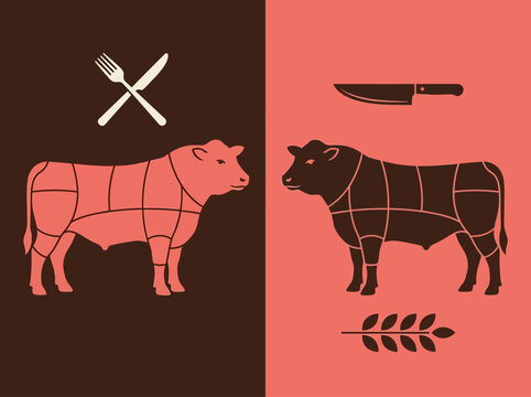 Butcher Beef Meat Cut Chart Vector Illustration for Steakhouse Branding
