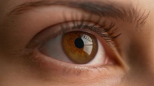 Woman's Eye Opening Slowly with Soft Natural Light and Shallow Depth of Field for Beauty Concepts