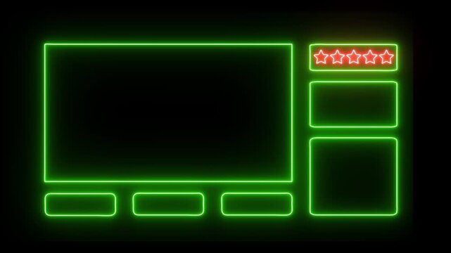Intermission stream overlay animation with neon sign design, looping frame and chat box hud border elements for live streaming visuals