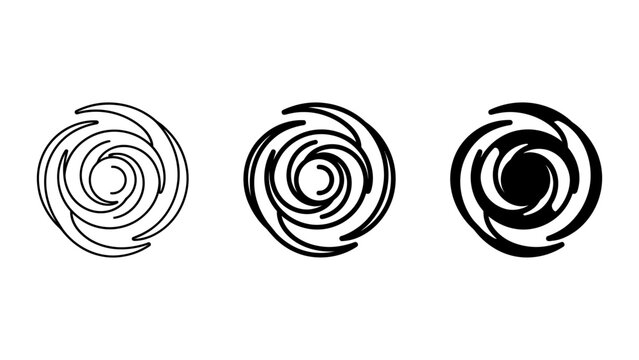 Spiral vortex storm symbol icon set with hurricane collection isolated illustration minimalist abstract rotation