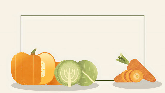 Healthy, fresh garden vegetables beneath a versatile blank frame, ideal for organic recipes, market promotions, or wellness ads