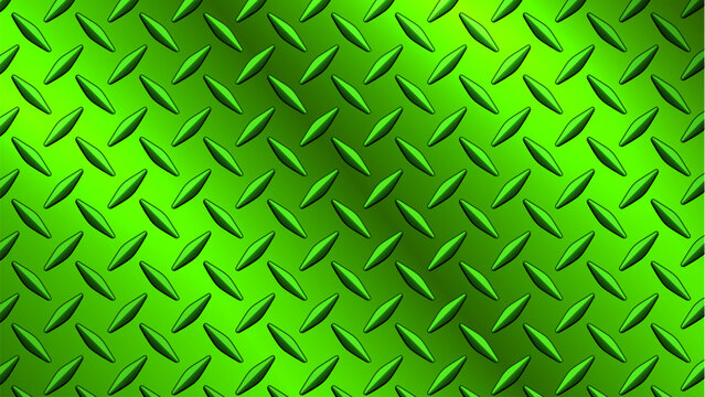 Green diamond plate metal texture, industrial steel background.
