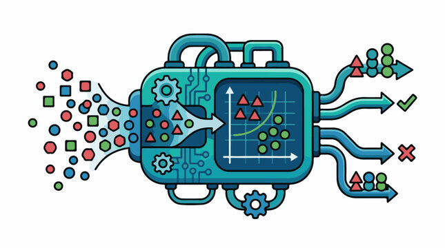 Abstract machine processing diverse inputs into categorized outputs