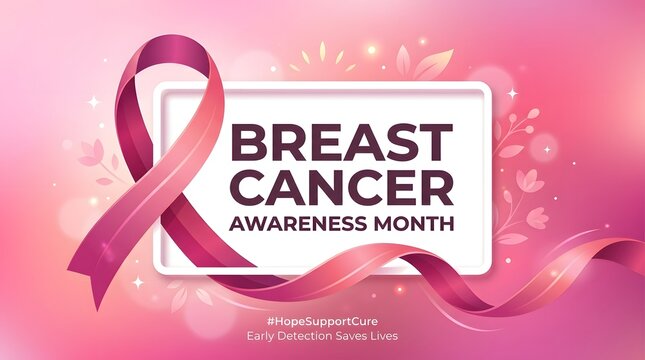Breast cancer awareness month pink ribbon hope support cure