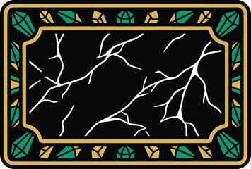 Fototapeta premium Elegant Art Deco Decorative Frame With Cracked Black Marble Texture Design