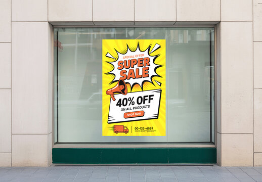 Realistic Retail Store Poster Mockup