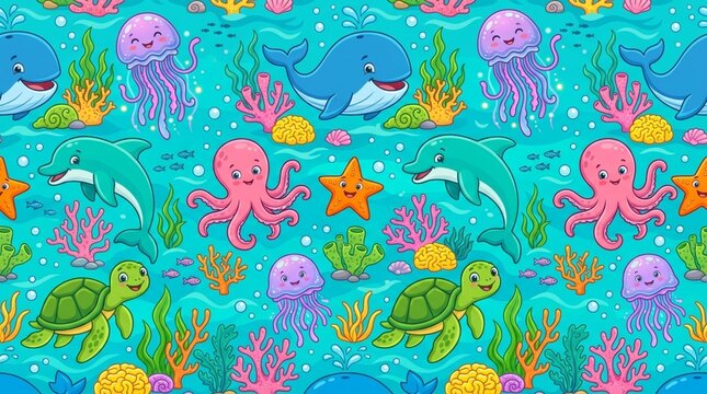 seamless pattern with fishes