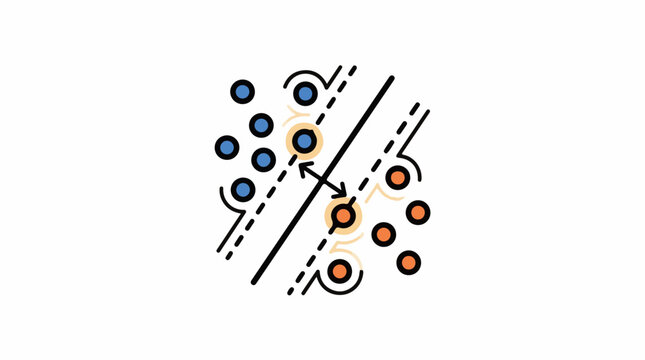 Abstract representation of data classification with support vectors