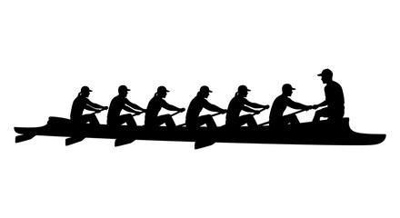 Rowing Team In Boat Silhouette rowers crew © Sakib