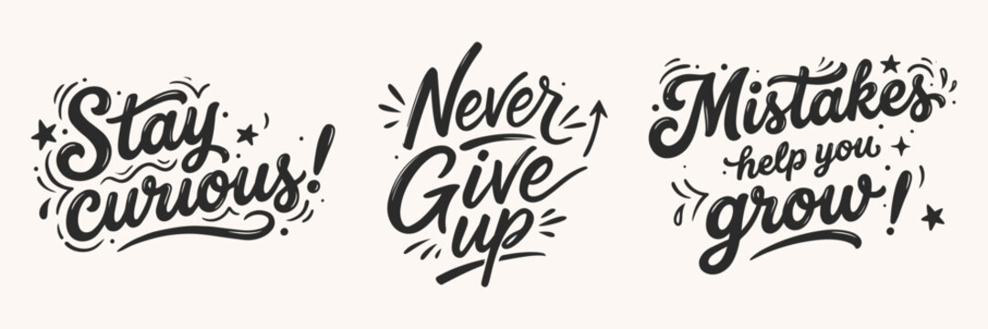 Handwritten Motivational Quotes Collection. Typography Lettering Bundle