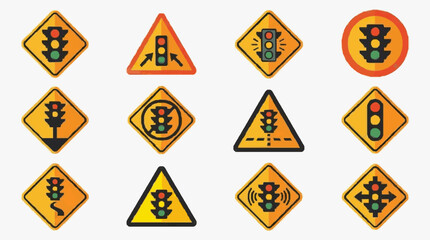 Traffic Warning Road Signs Collection.