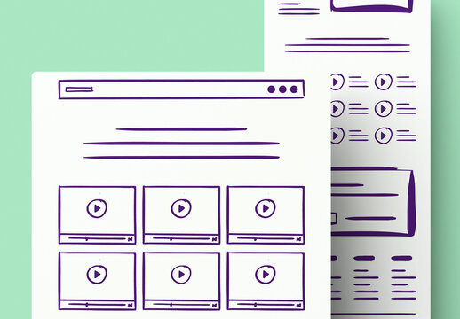 Hand Drawn Video Streaming Website Wireframe